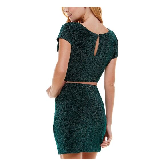 CITY STUDIO Womens Green Tie Short Sleeve Short Party Body Con Dress XXL - Picture 2 of 4